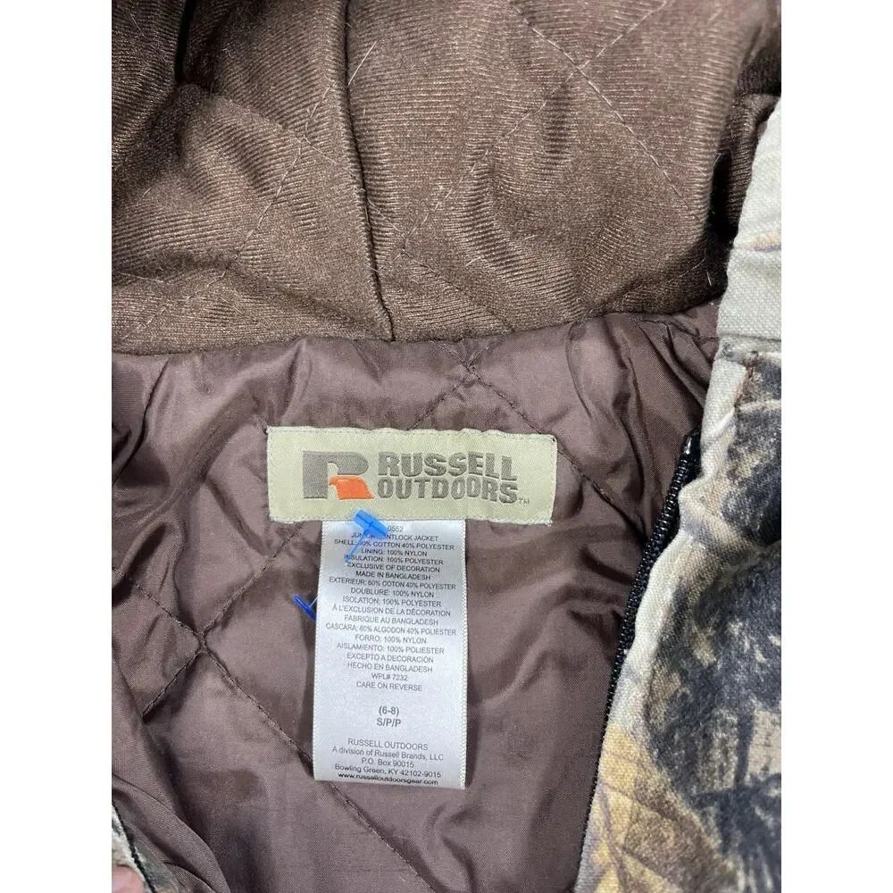 Russell Outdoors Youth Camo Outdoor Hunting Jacket Size 6-8 Small